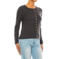 thumbnail image 4 of Women's Solid Long Sleeve Crew Neck Snap Button Soft Sweater Cardigan, 4 of 6