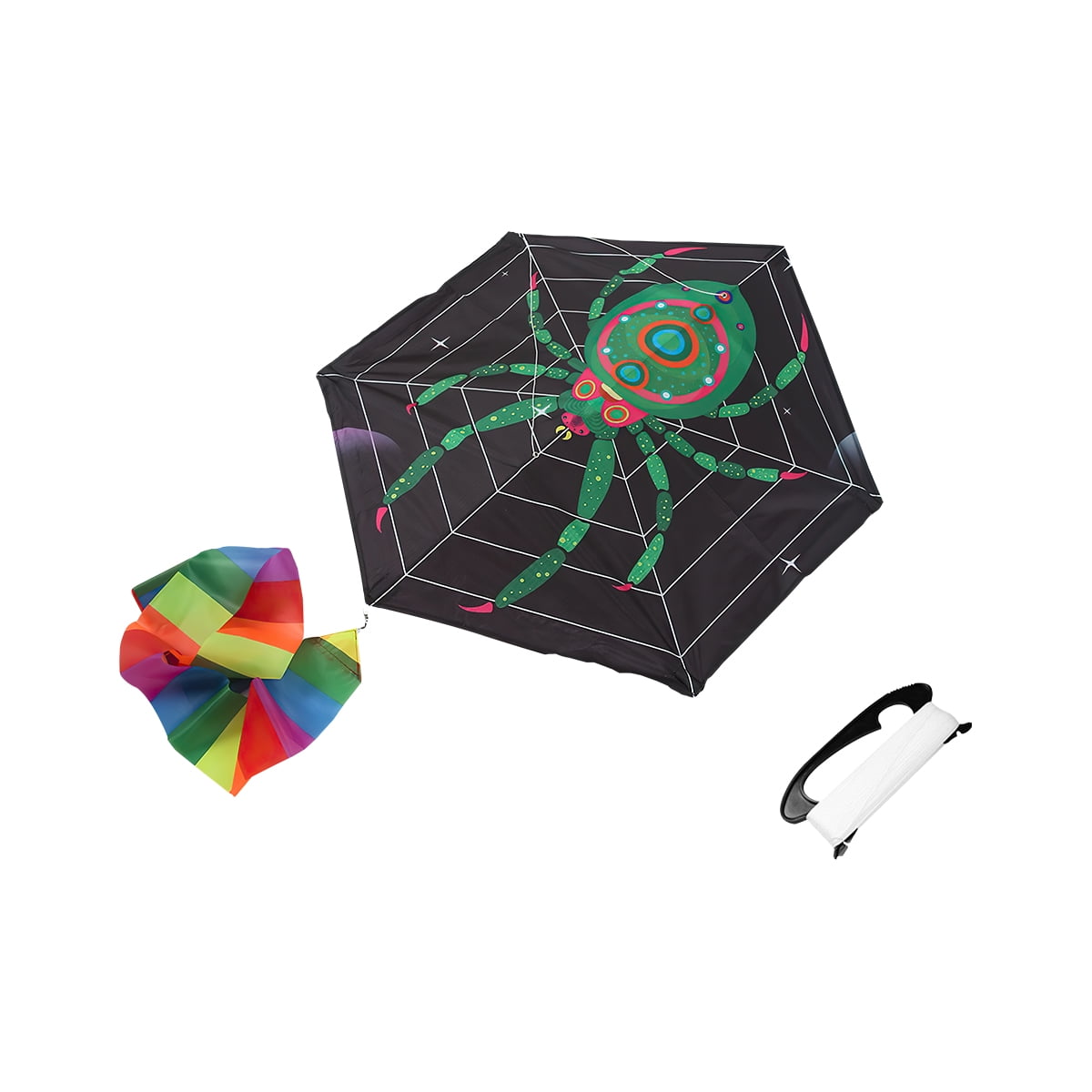 Kepooman Cartoon Green Spider-Print Kite with Long Colorful Tail, Single Line Kite Flying for Adulte Kids Kepooman Cartoon Green Spider-Print Kite with Long Colorful Tail, Single Line Kite Flying for Adulte Kids