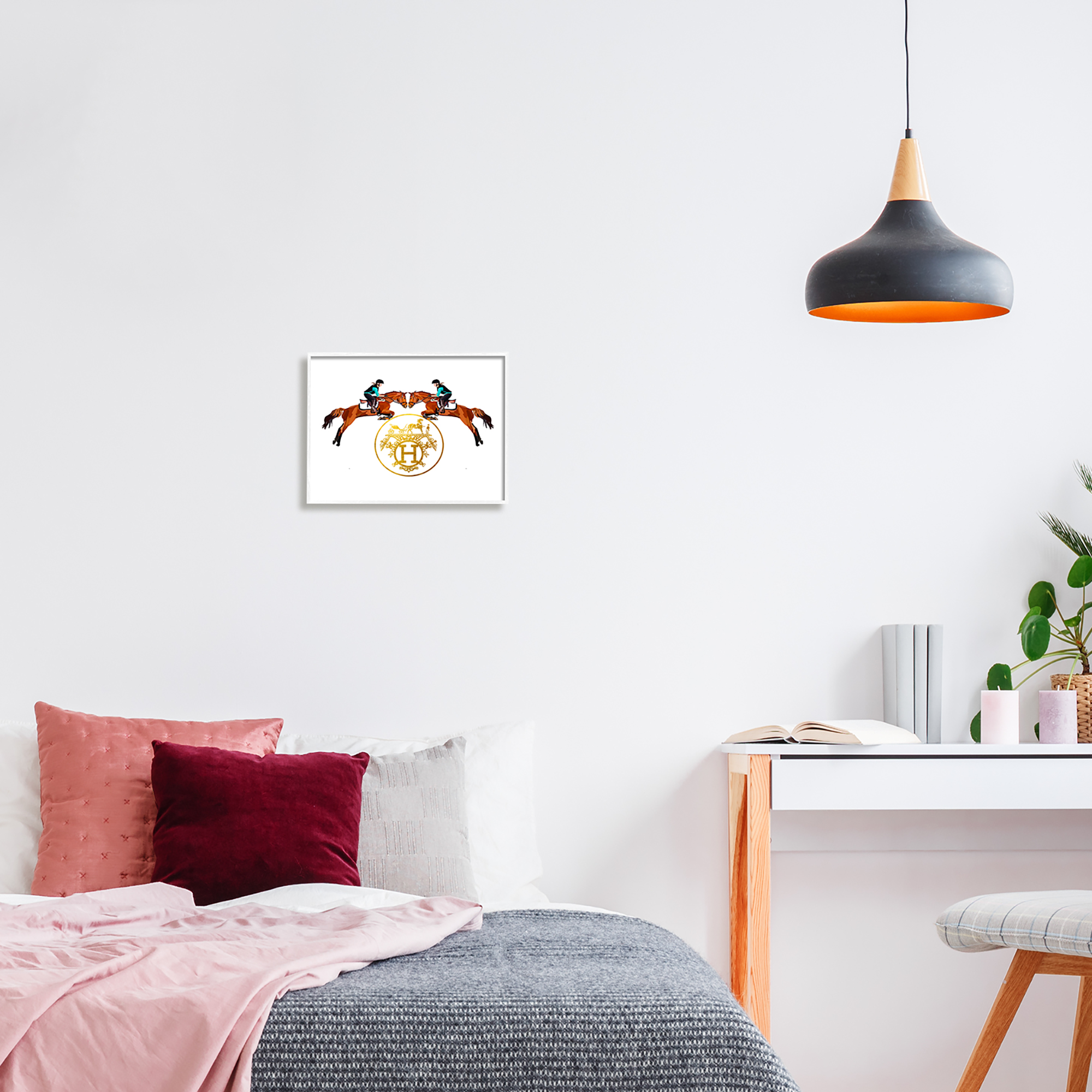 Stupell Industries Glam Emblem Polo Jockeys Animals & Insects Painting White Framed Art Print Wall Art, 14 x 11