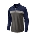 thumbnail image 3 of Bellella Hauts pour Hommes Polo à Col Rabattu Manches Longues Blouse Coupe Régulière T-Shirt Colorblock T-Shirts Hommes Gris 2TG, 3 of 5