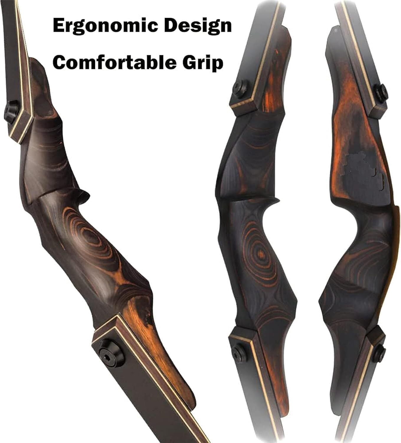 60" Traditional Wooden Recurve Bow 60 lbs – Takedown Design with Solid Riser, Strong Limbs and Excellent Control, Ideal for Target Archery and Outdoor Hunting Use