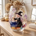 thumbnail image 2 of Twfbrm Halloween Wine Glass, 3D Handmade Creative Drinking Cups with Stemless, Creative Bar Glass with Black Cats Witch And Pumpkin Designs, Funny Clear Tumbler Cup for Home, Party Decorations, 2 of 6