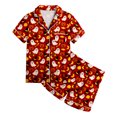 thumbnail image 5 of NIEWTR Kids Girls Short Sleeve Pajamas Set Halloween Pumpkin Ghost Print Collared Tops and Shorts Pjs Set Soft Comfortable Kids Halloween 2 Pieces Loungewear, 5 of 5