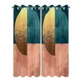 thumbnail image 2 of nqOlkjepod Outdoor Curtains for Patio Waterproof, Boho Outdoor Privacy Panels Grommet, Modern Abstract Gold Teal Geometric Art Blackout Outside Curtains for Porch/Cabana/Pergola 54"x95", 2 Panels, 2 of 8
