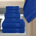 thumbnail image 2 of 100% Turkish Carde Cotton 6 Piece Towel Set, 620 GSM Towels for Bathroom, Super Soft 2 Bath Towels 2 Hand Towels 2 Washcloths, Royal Blue, 2 of 7