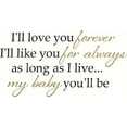 thumbnail image 4 of Baby Wall Sticker Quote I'll Love Forever I'll Like You For Always.. 2-color Vinyl Decal 12x23 - Black & Tan, 4 of 4