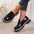 thumbnail image 4 of Rokment Women's Classic Leather Platform Oxfords Slip on Penny Loafers 2026 Spring Fall Fashion Casual Solid Color Chunky Lug Sole Mid Heel Walking Dress Shoes Black Size 6, 4 of 8