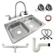 thumbnail image 1 of Kit Fregadero Tarja Tina Doble Empotrable Acero 83x56 Cocina SOLVEX PRO-KIT, 1 of 9