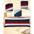 thumbnail image 6 of Red Navy Blue Stripe Body Pillow Cover, Pillowcase Protectors with Zipper, Breathable Decorative Throw Pillow Case Cover, Retro Farmhouse Striped Vintage Pillow Shams for Couch Sofa 20x54Inch, 6 of 8