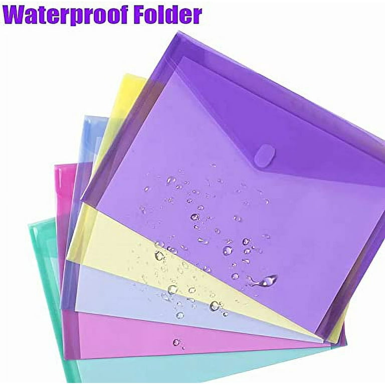  Sooez 25 Pack Clear Document Folder Project Pockets, Clear,  Letter Size Plastic Document Folders US Paper Poly Jacket Sleeves Folders  Copy Safe, 5 Assorted Colors : Office Products