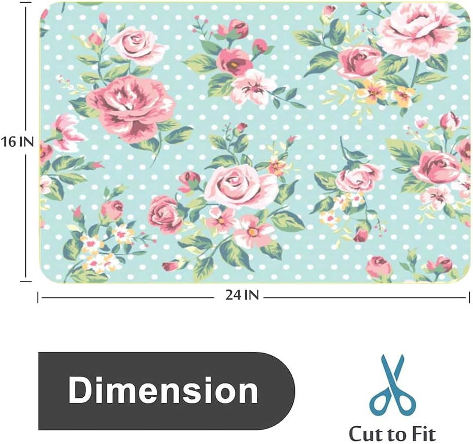 Wallpaper Vintage Pink Flower Pattern Bath Rugs 16x24 Inch Non Slip Bath Mat Quick Dry Absorbent Thin Bath Rug Fit Under Door Washable Bath Floor Rugs for Bathroom Bathtub Shower Sink,Multi 4