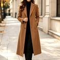 thumbnail image 2 of uublik Trench Coat Women Coffee Long Sleeve Elegant Classic Overcoat Fall Winter Clothing, 2 of 7