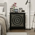 thumbnail image 3 of COZAYH 3-Drawer Fully-Assembled Flower Motif Nightstand for Small Spaces, French Country, Modern, Distressed Finish, Gold & Black, 3 of 9