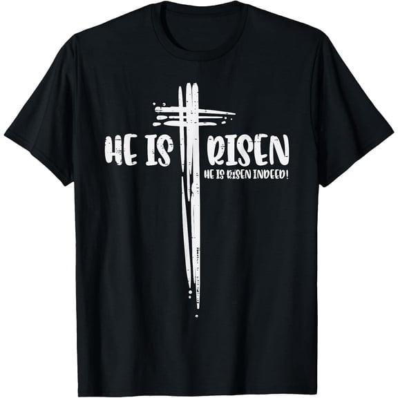 Men's Easter Jesus He is Risen Indeed Religious Christian T-Shirt, Comfortable Breathable Soft Tee, Men's 100% Cotton T-Shirt 180gsm
