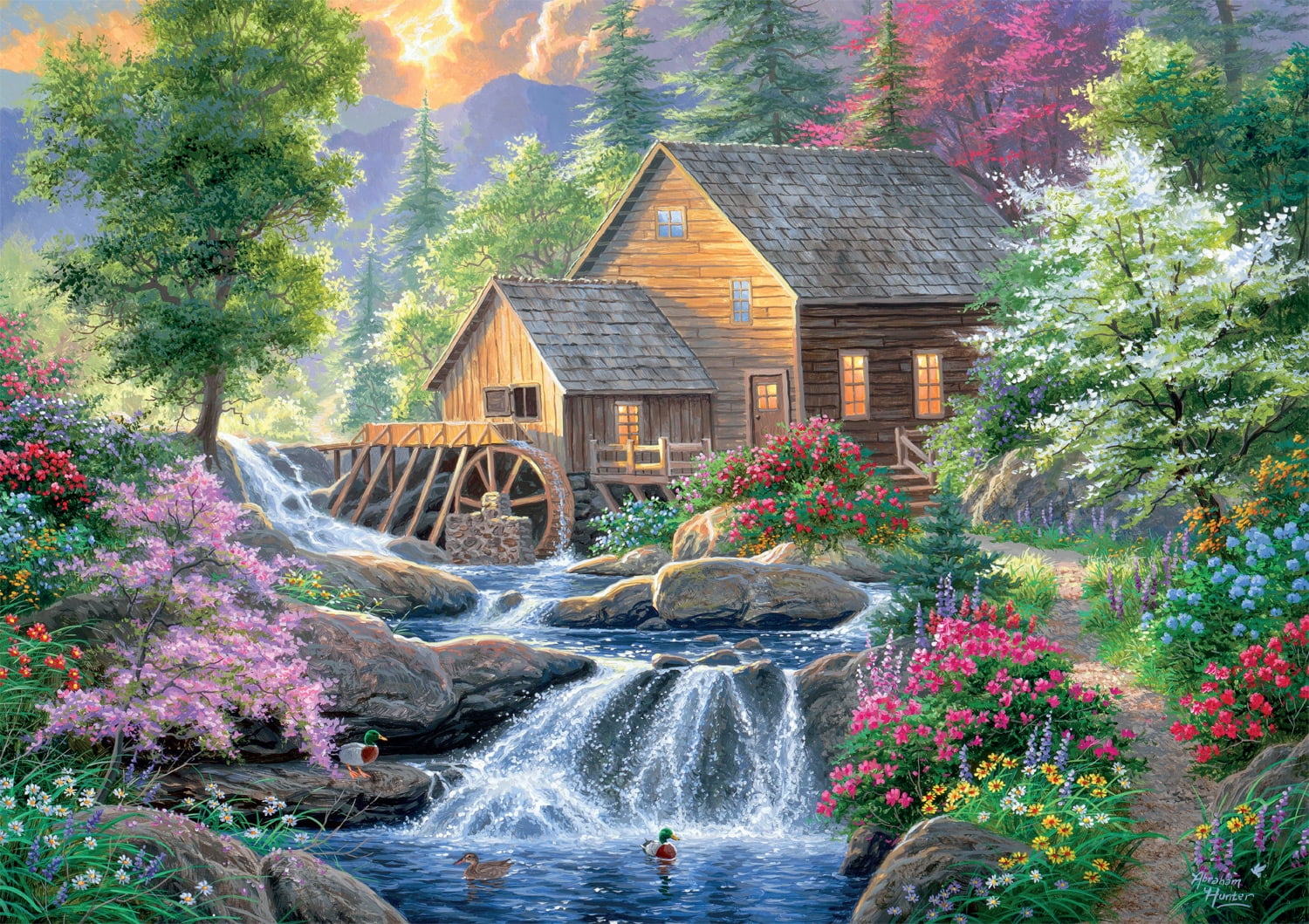 Buffalo Games Summertime Mill 500-Piece Interlocking Jigsaw Puzzle for Adults Ages 14-99 Years