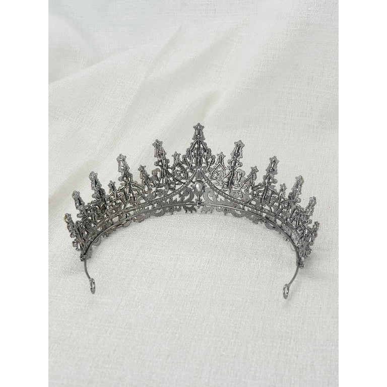 RUseeN Black Tiara Crown Queen Crowns for Women, Crystal Princess Tiara Hair Accessories for Prom Cosplay Birthday Halloween