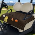 thumbnail image 3 of Psesaysky Golf Cart Seat Covers (With an extra handle) Seat Blanket, with 4 Front Pockets, Fits for EZGO, Yamaha, Club Car, Epic and Other 2 Person Seats, All Seasons (Dark Brown), 3 of 8
