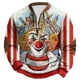 thumbnail image 2 of Ceisia Men's All-Season Casual Regular Fit Half-Zip Sweatshirt Clown Embroidery-Style Print Red White Striped Japanese Fleece Fabric Multicolor XXL Gifts, 2 of 3