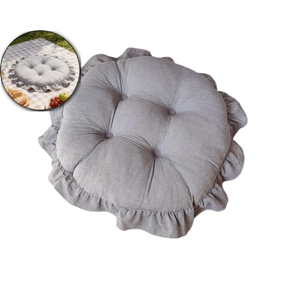 Floor Cushion with 4-Point Support – 17.7" Round Ottoman Pillow for Chair, Office, Outdoor & Floor Seating – Soft Seat Pad with Carry Strap