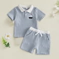 thumbnail image 2 of HCNTES Classic Toddler Boy Polo Set Sailboat Embroidered Stripe Polo and Shorts 2-Piece Set for Brunch Toddler Boy Summer Clothes, 2 of 8