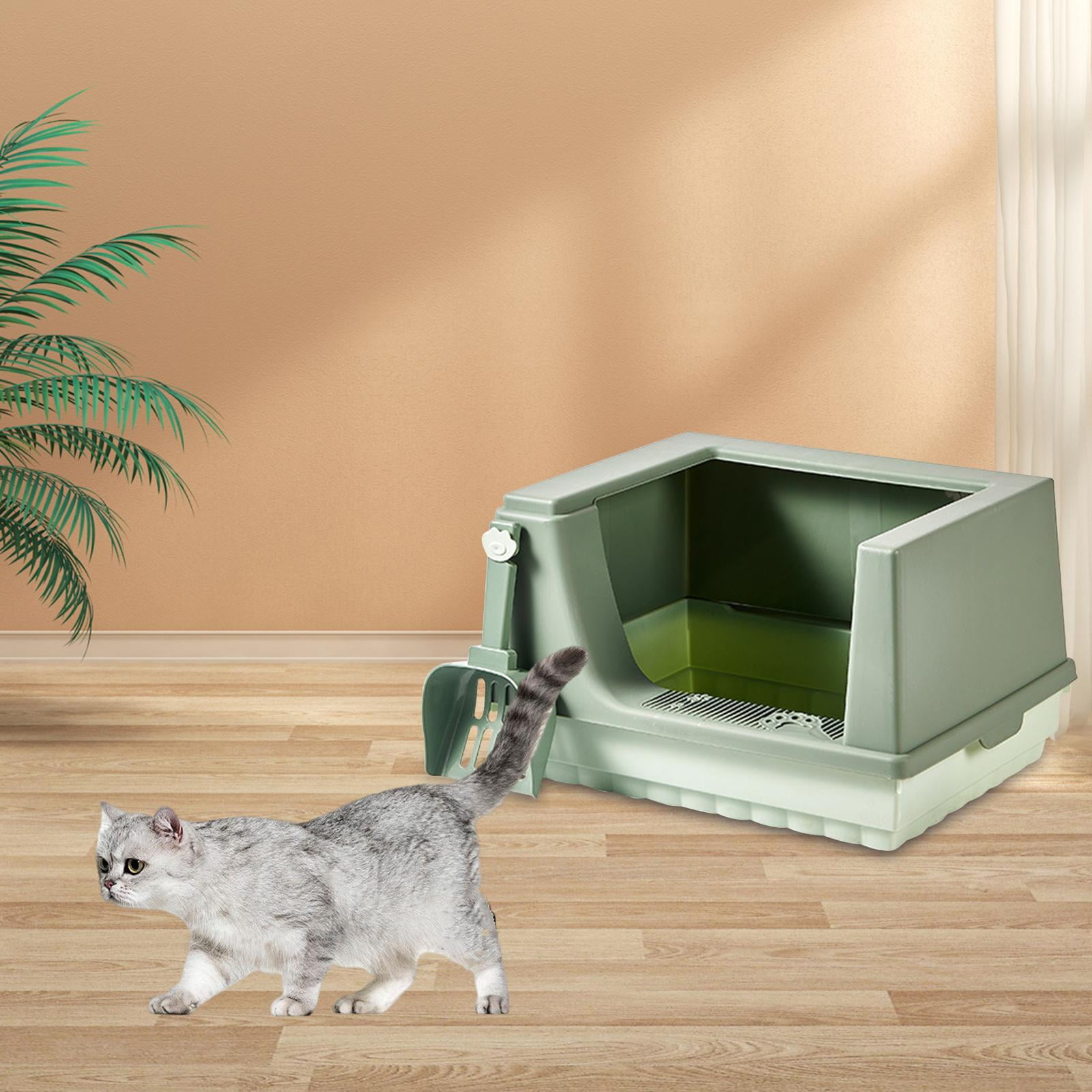 Bvdfgk Cat Litter Box Litter Tray Bottom Detachable Semi Enclosed with Portable Antiing Green L