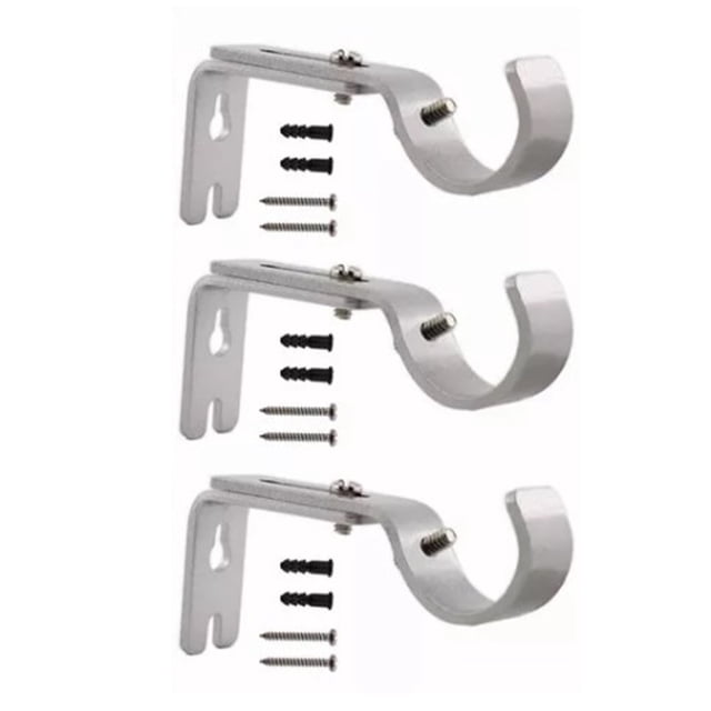 Adjustable Curtain Rod Brackets, 3 Set Heavy Duty Drapery Rod Holders Hardware Window Curtain Rod Support Hanger with Installation Screws for Curtain Rods