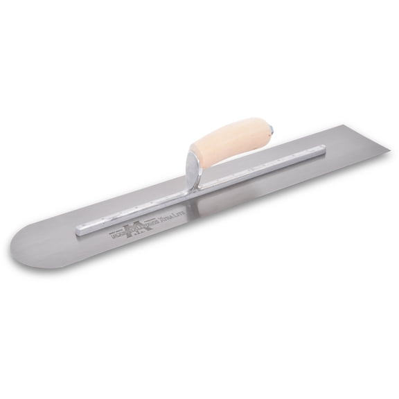MARSHALLTOWN MXS224RE Rounded Front Finishing Trowel, 22 x 4 inch Blue Steel Concrete Finishing Tool for Masonry and Sidewalks