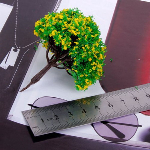 PIXNOR 20pcs Trees Model with Yellow Flowers Train Scenery Landscape 1:100