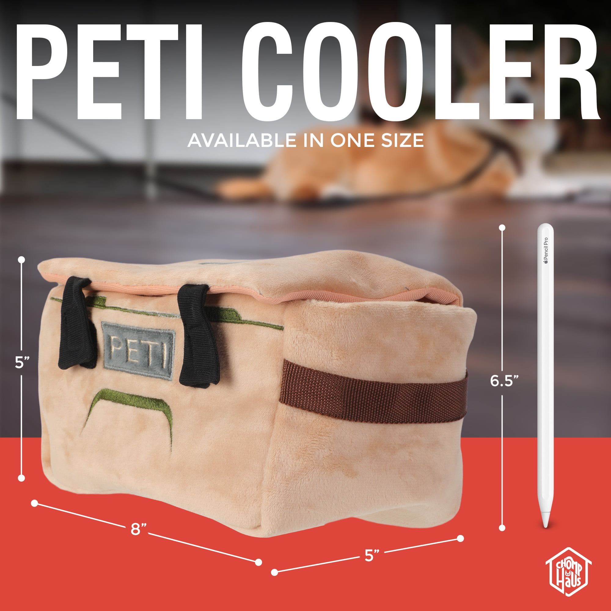 Chomp Haus Peti Cooler – Luxurious Plush Dog Toy Cooler with Premium Fabric, Embroidered Details, Holds Chomp Haus Plush Can Toys, Designer-Inspired Gift for Dogs of All Sizes & Dog Lovers