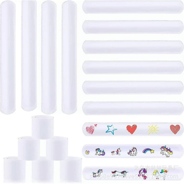 50pcs Blank Slap Bracelets: Diy White Slap Bracelets For Kids - Blank Snap Wristbands Craft Projects Party Favors For Birthday Creative Painting Acces