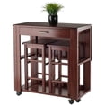 thumbnail image 5 of Kingfisher Lane 3-Piece Transitional Solid Wood Drop Leaf Dining Set in Walnut, 5 of 13