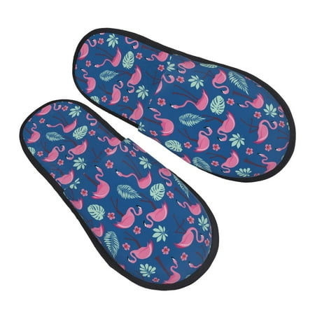 

Kdxio Plants And Flamingos Pattern Slippers for Women Memory Foam Fuzzy House Slippers Bedroom Non-slip Warm Womens Slippers