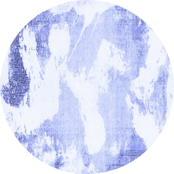Ahgly Company Indoor Round Abstract Blue Modern Area Rugs, 8' Round