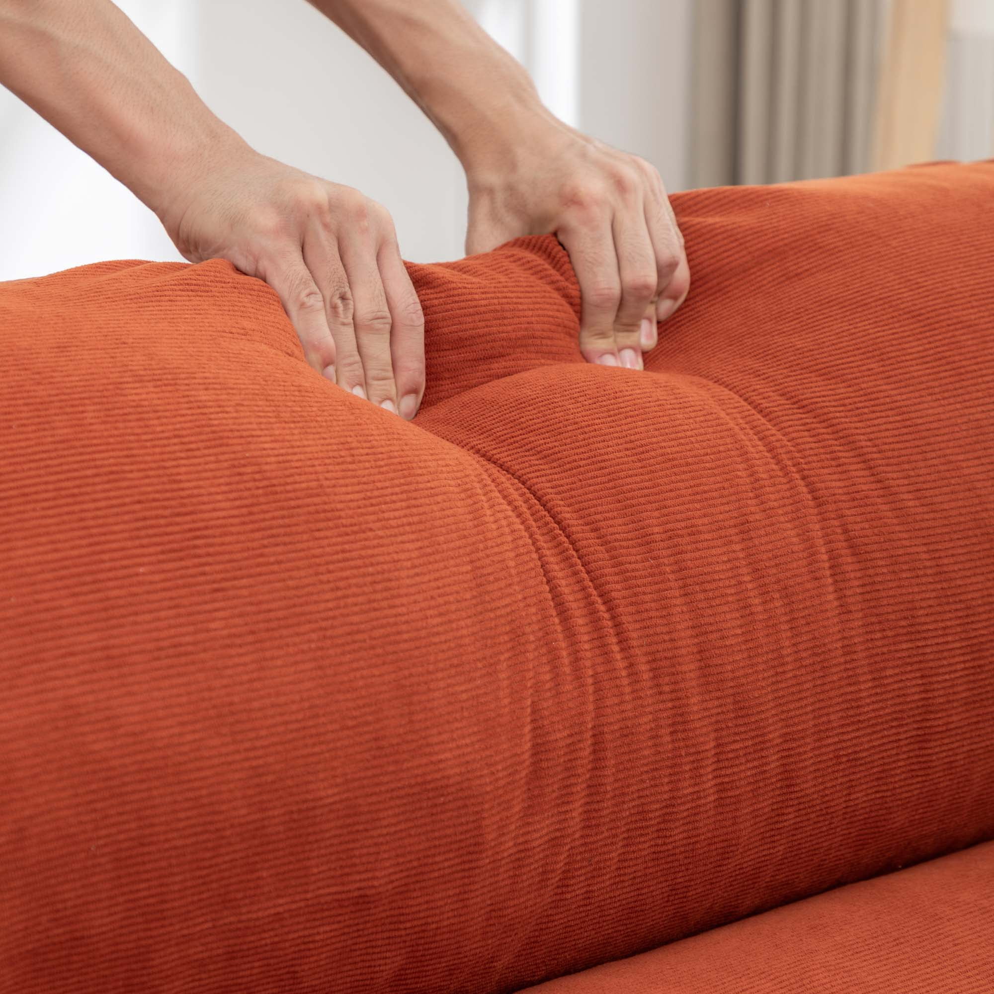 Miniyam 76" x 50" Orange Floor Sofa with Adjustable Straps Bean Bag Lounger for Living Room, Bedroom