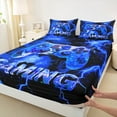 thumbnail image 3 of Manfei Gamepad Game Lovers Twin Sheet Sets,Teens Gaming Twin Fitted Sheet,Deepblue Black Flat Sheet For Boys Kids,Ultra Soft Home Decor,3-Piece, 3 of 7