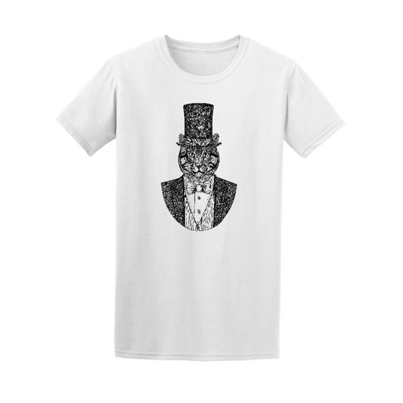 Wild Cat Top Hat Elegant Tee Men's -Image by Shutterstock
