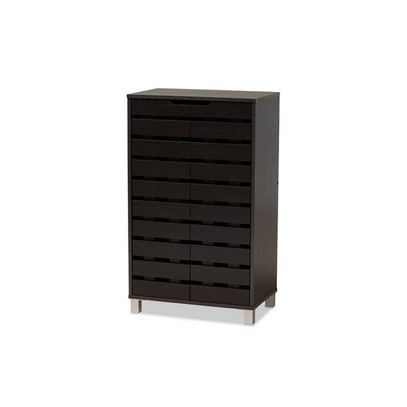 Baxton Studio Ernest Modern and Contemporary Dark Brown Finished Wood 2-Door Shoe Storage Cabinet