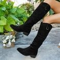 thumbnail image 6 of Xfvqtps Womens Slouchy Knee High Boots Stacked Fold Suede Boots Low Block Heel Pull on Pointed Toe Booties for Women Casual Winter Fashion Black, 6 of 9