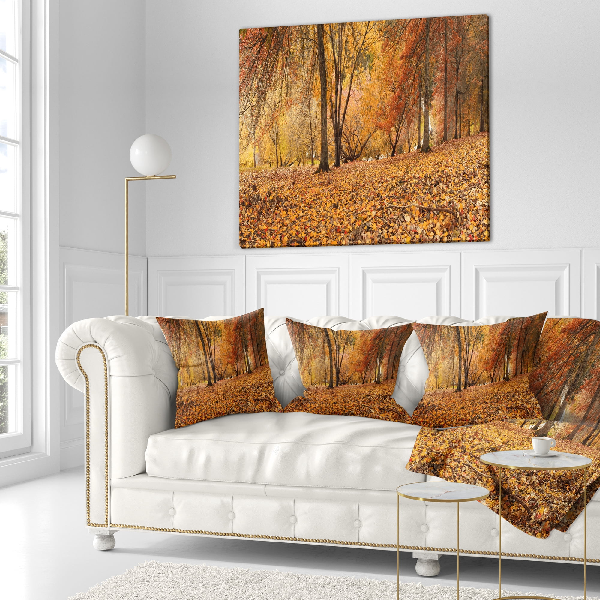 Designart Brown Autumn Panorama - Landscape Photography Throw Pillow - 16x16