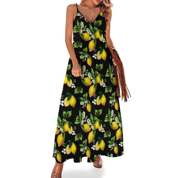 Vestido sin mangas con arte vintage de limones cítricos Ropa estética Vestidos para fiesta de bodas Vestidos de verano para mujer 2024