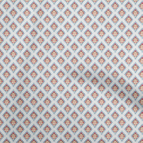 oneOone Cotton Poplin White Fabric Asian Kilim Fabric For Sewing Printed Craft Fabric By The Yard 56 Inch Wide