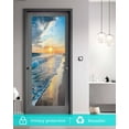thumbnail image 5 of Window Privacy Film Sunset Beach Stained Glass Window Film Decorative Sun Block Window Cover Spray Ocean Waves Sky Nature Scenery Window Clings Static Adhesive Sticker for Bathroom 17.7"x39.3", 5 of 7