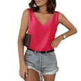 thumbnail image 2 of Women Tank Tops V Neck Silk Summer Satin Sleeveless Blouse Basic Camisole Shirts Womens Tops, 2 of 6