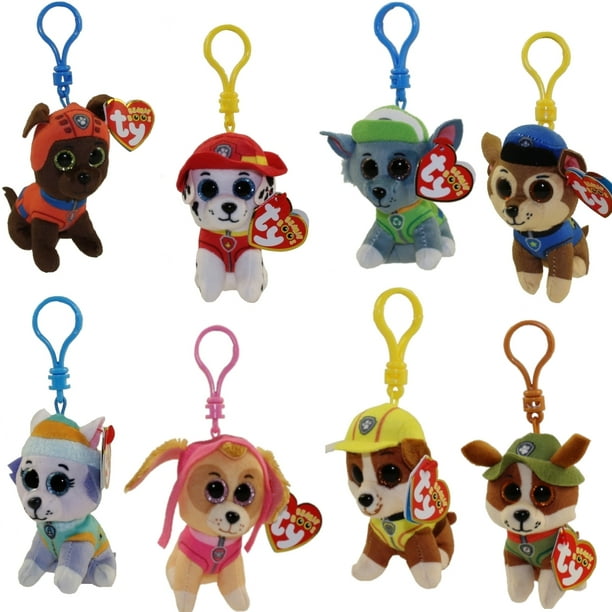 TY Beanie Babies Paw Patrol SET of 8 ( Plastic Key Clips ) (4 inch