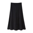 thumbnail image 3 of HH TRAF Falda midi texturizada de satén de seda de cintura alta versátil para mujer, elegante falda larga de cintura elástica para la calle, 3 of 4