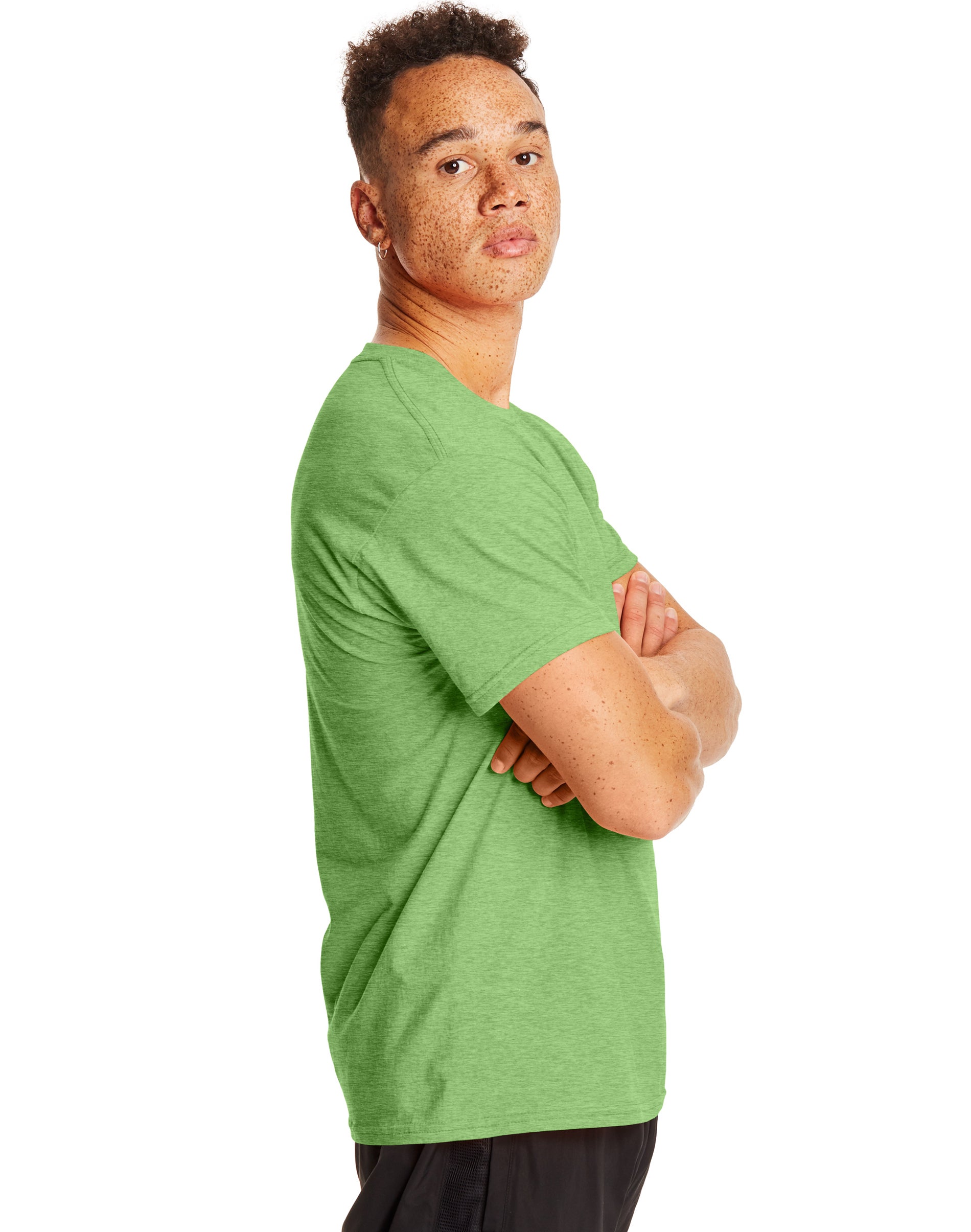 Hanes X-Temp Short Sleeve Crewneck T-Shirt, 2-Pack Neon Lime Heather S Unisex - image 3 of 4