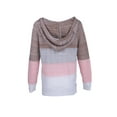 thumbnail image 6 of Women's Hooded Casual Sweater Color Block Knitted Loose Fitting Pullover with Drawstring Hood, 6 of 7