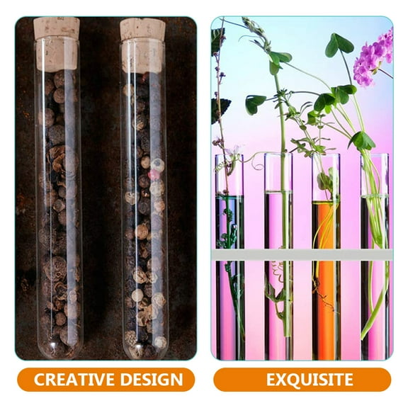 UPOUART Clear Glass Test Tubes with Round Bottom and Wooden Cork Stoppers, Perfect for Science Experiments and Lab Projects