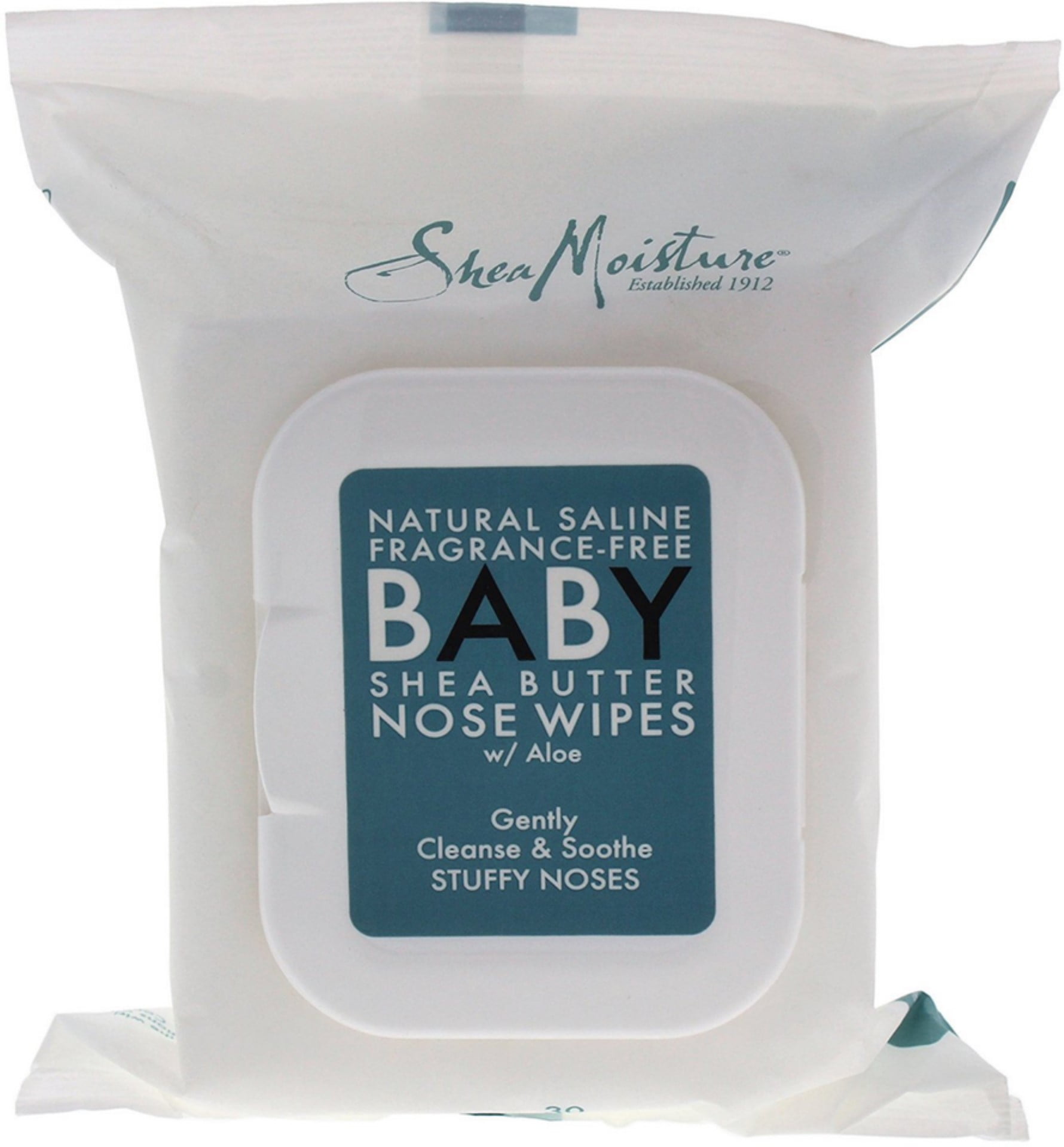 Shea Moisture Natural Saline Fragrance-Free Baby Butter Nose Wipes for Kids 30 ea (Pack of 2)