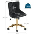 thumbnail image 2 of HYJY Black Velvet Armless Home Office Desk Chair with Gold Base/Wheels, Small Cute Vanity/Makeup Chair with Back for Bedroom, Upholstered Adjustable Rolling Swivel Nail Chair for Women/Girls, 2 of 19